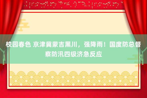 校园春色 京津冀蒙吉黑川，强降雨！国度防总督察防汛四级济急反应