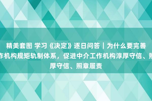 精美套图 学习《决定》逐日问答｜为什么要完善中介工作机构规矩轨制体系，促进中介工作机构淳厚守信、照章履责