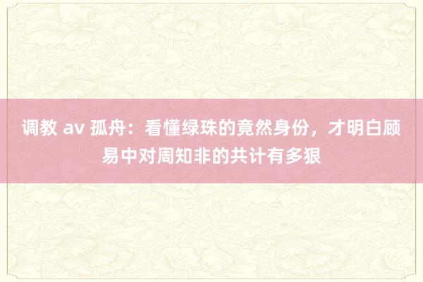 调教 av 孤舟：看懂绿珠的竟然身份，才明白顾易中对周知非的共计有多狠